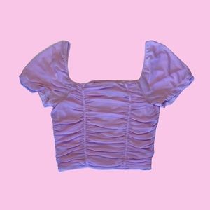 Pastel Purple Ruched Mesh Top